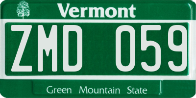 VT license plate ZMD059
