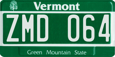 VT license plate ZMD064