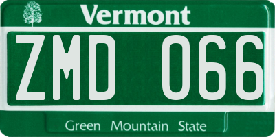 VT license plate ZMD066