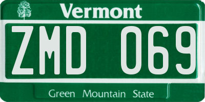 VT license plate ZMD069