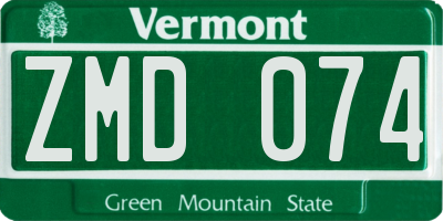 VT license plate ZMD074