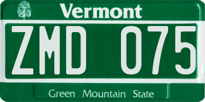 VT license plate ZMD075