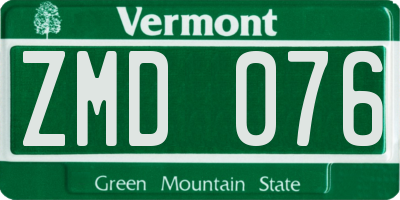 VT license plate ZMD076