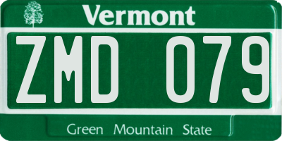 VT license plate ZMD079