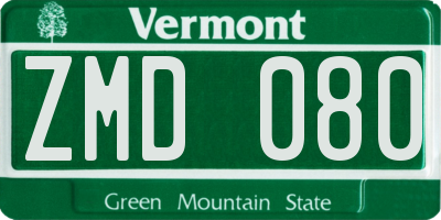 VT license plate ZMD080