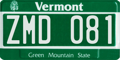 VT license plate ZMD081