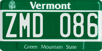 VT license plate ZMD086