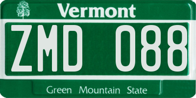 VT license plate ZMD088