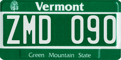 VT license plate ZMD090