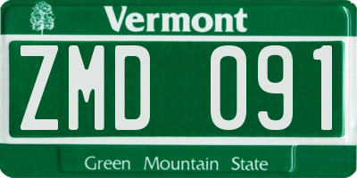 VT license plate ZMD091