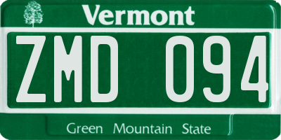 VT license plate ZMD094