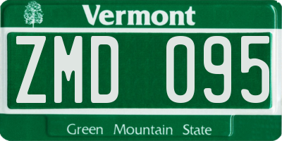 VT license plate ZMD095