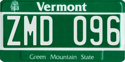 VT license plate ZMD096