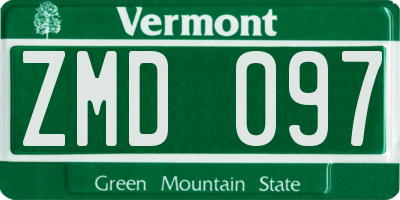 VT license plate ZMD097