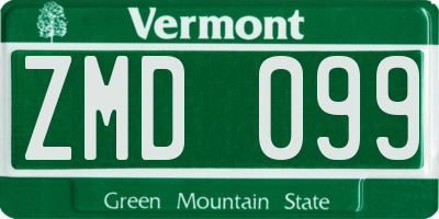 VT license plate ZMD099