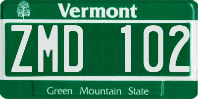VT license plate ZMD102