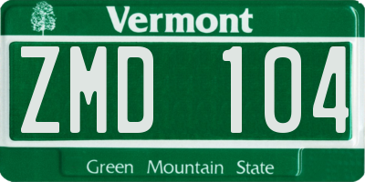 VT license plate ZMD104