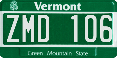 VT license plate ZMD106