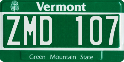 VT license plate ZMD107