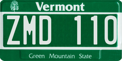 VT license plate ZMD110