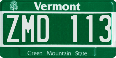 VT license plate ZMD113