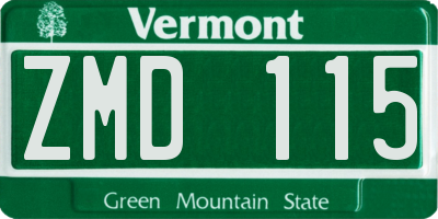 VT license plate ZMD115