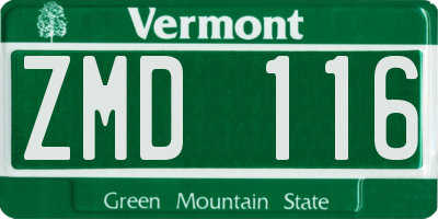 VT license plate ZMD116