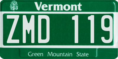 VT license plate ZMD119