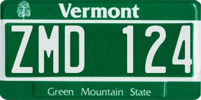 VT license plate ZMD124