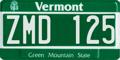 VT license plate ZMD125