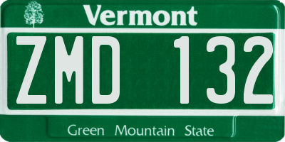VT license plate ZMD132