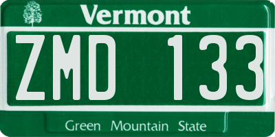 VT license plate ZMD133
