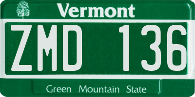 VT license plate ZMD136