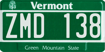 VT license plate ZMD138
