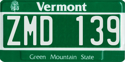 VT license plate ZMD139