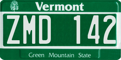 VT license plate ZMD142