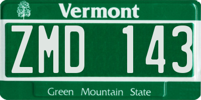 VT license plate ZMD143