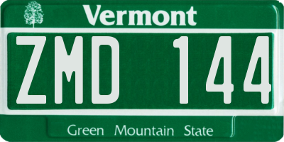 VT license plate ZMD144