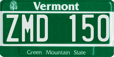 VT license plate ZMD150