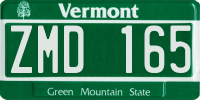 VT license plate ZMD165