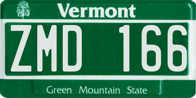 VT license plate ZMD166