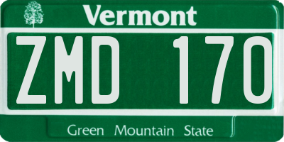 VT license plate ZMD170
