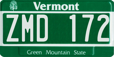 VT license plate ZMD172