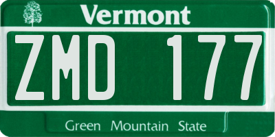 VT license plate ZMD177