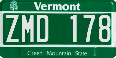 VT license plate ZMD178