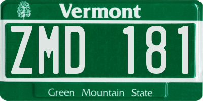 VT license plate ZMD181