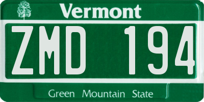 VT license plate ZMD194