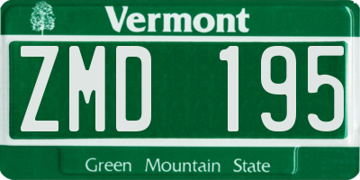 VT license plate ZMD195
