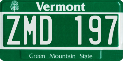 VT license plate ZMD197