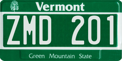 VT license plate ZMD201